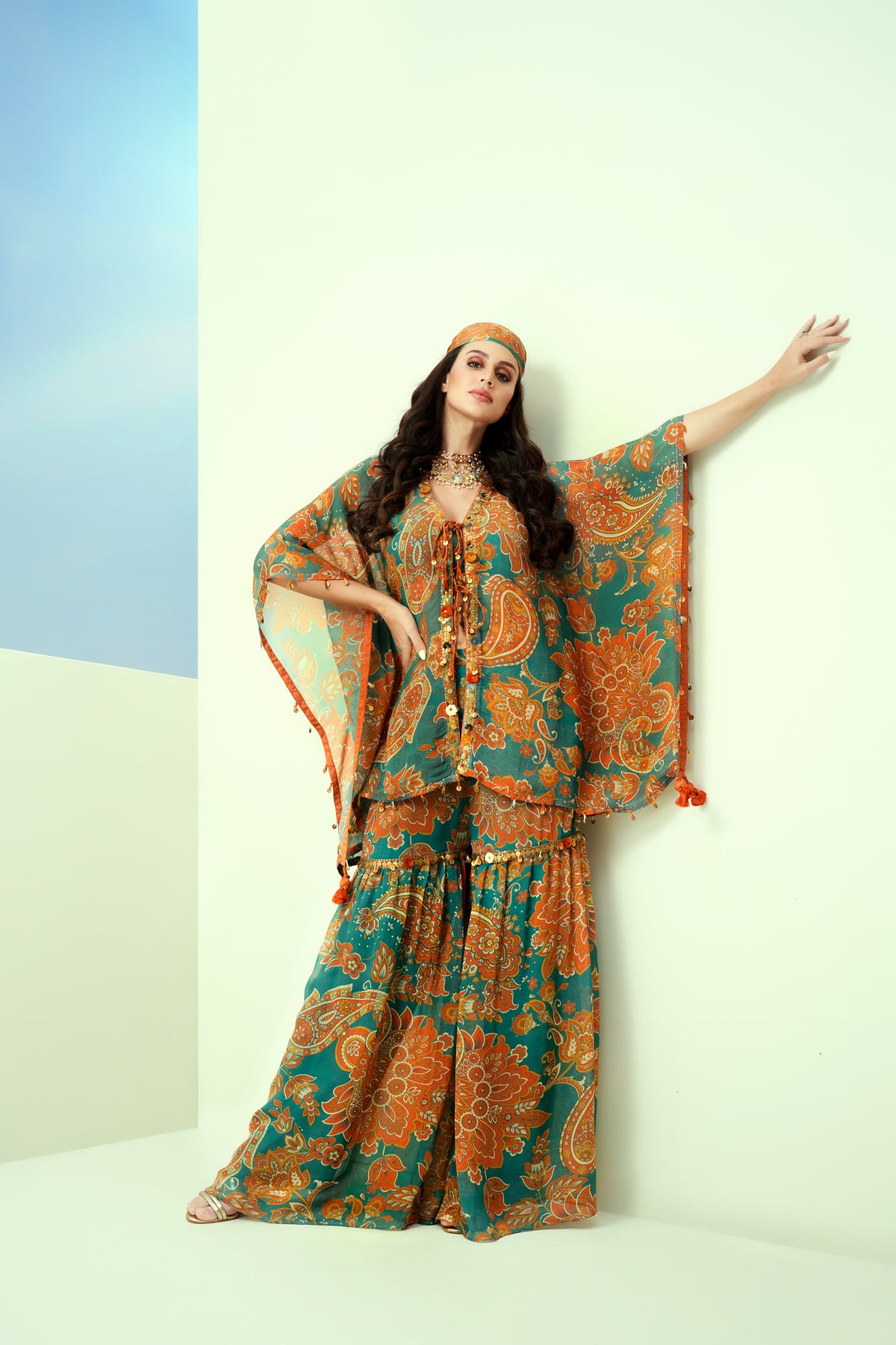 Blue Printed Sharara Set