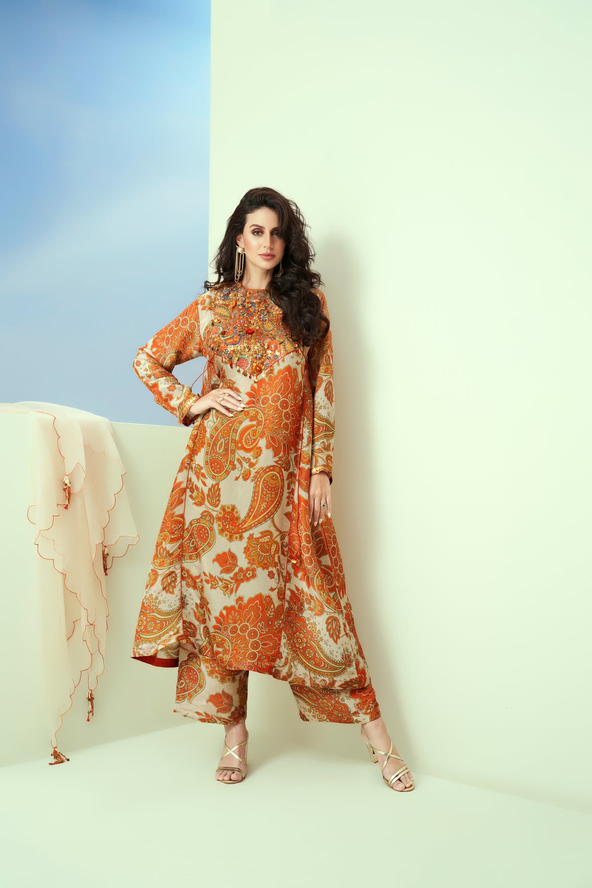 Off White Embroidered Panet Kurta Set