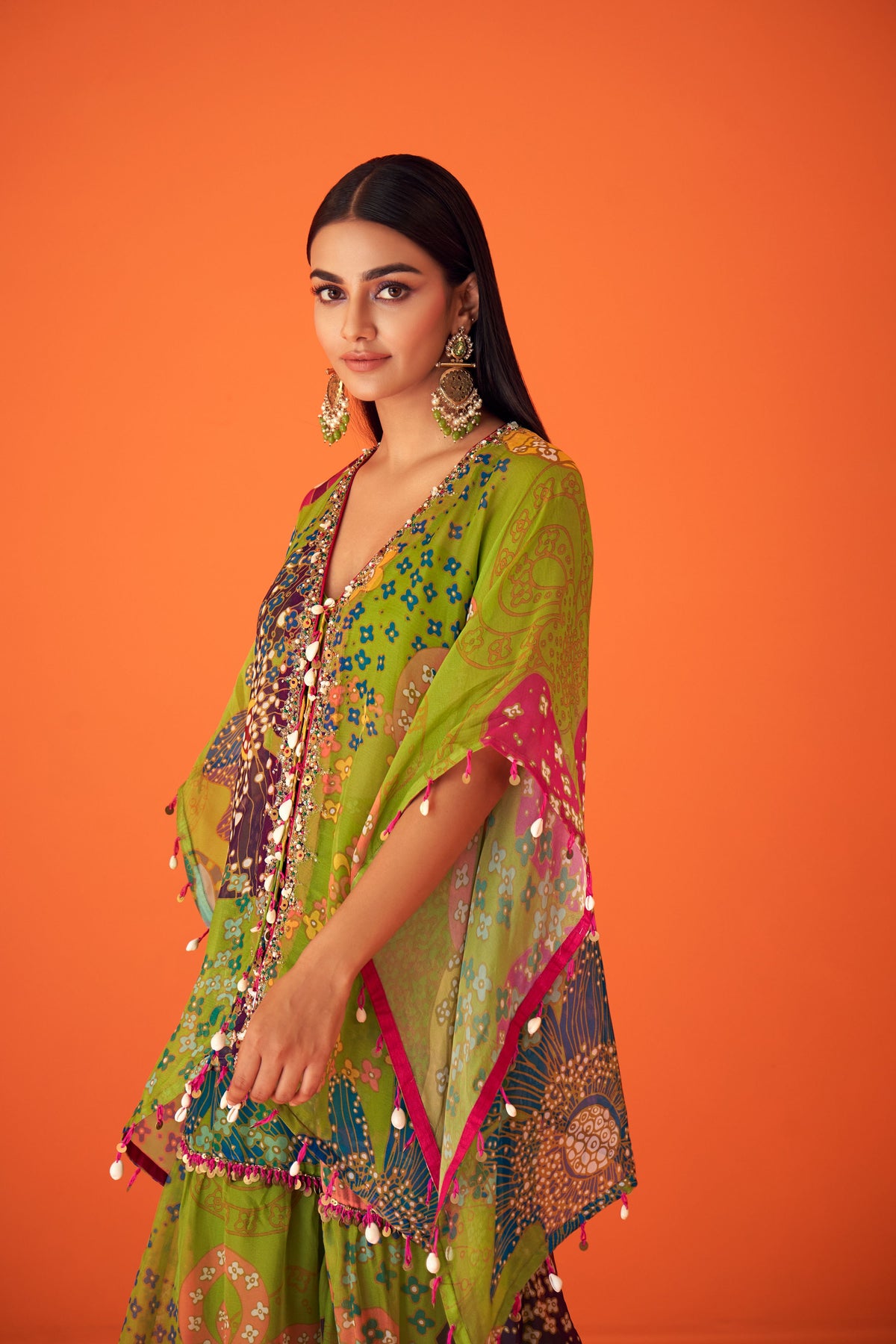 Green Floral Sharara Set