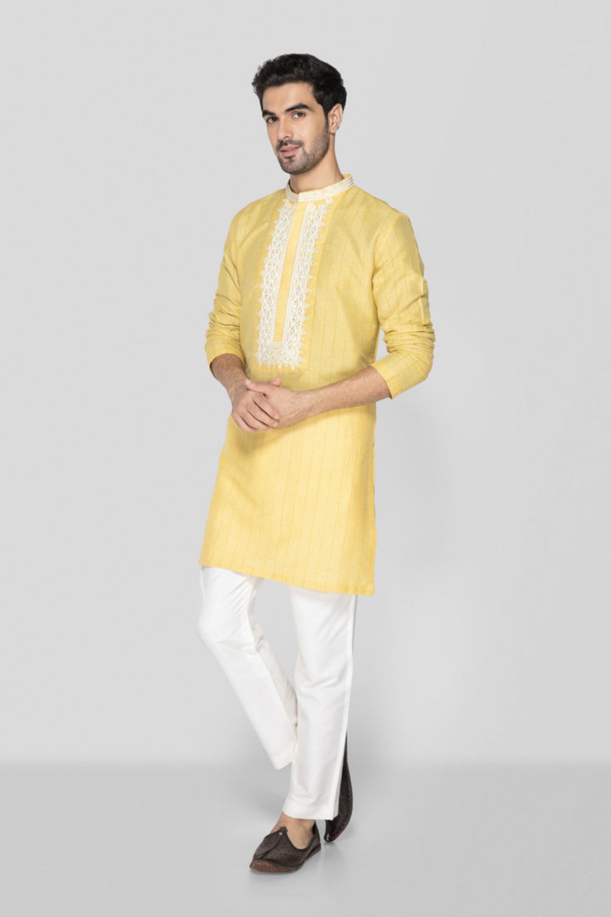 Golden Yellow Hand Block Printed Short Kurta Set