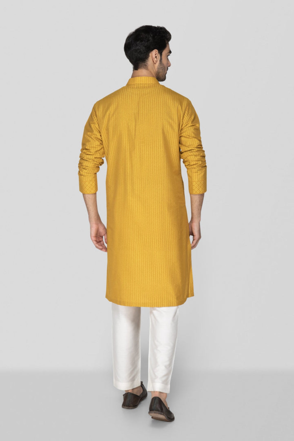 Mustard Yellow Embroidered Yoke Kurta Set