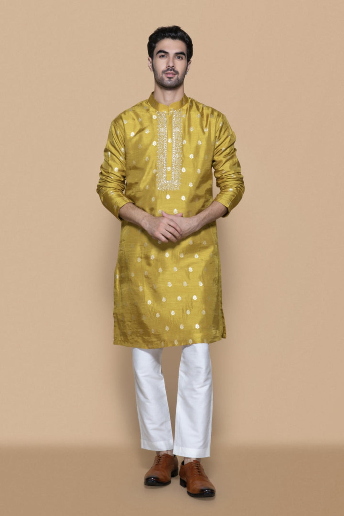 Mustard Zari Kurta Set