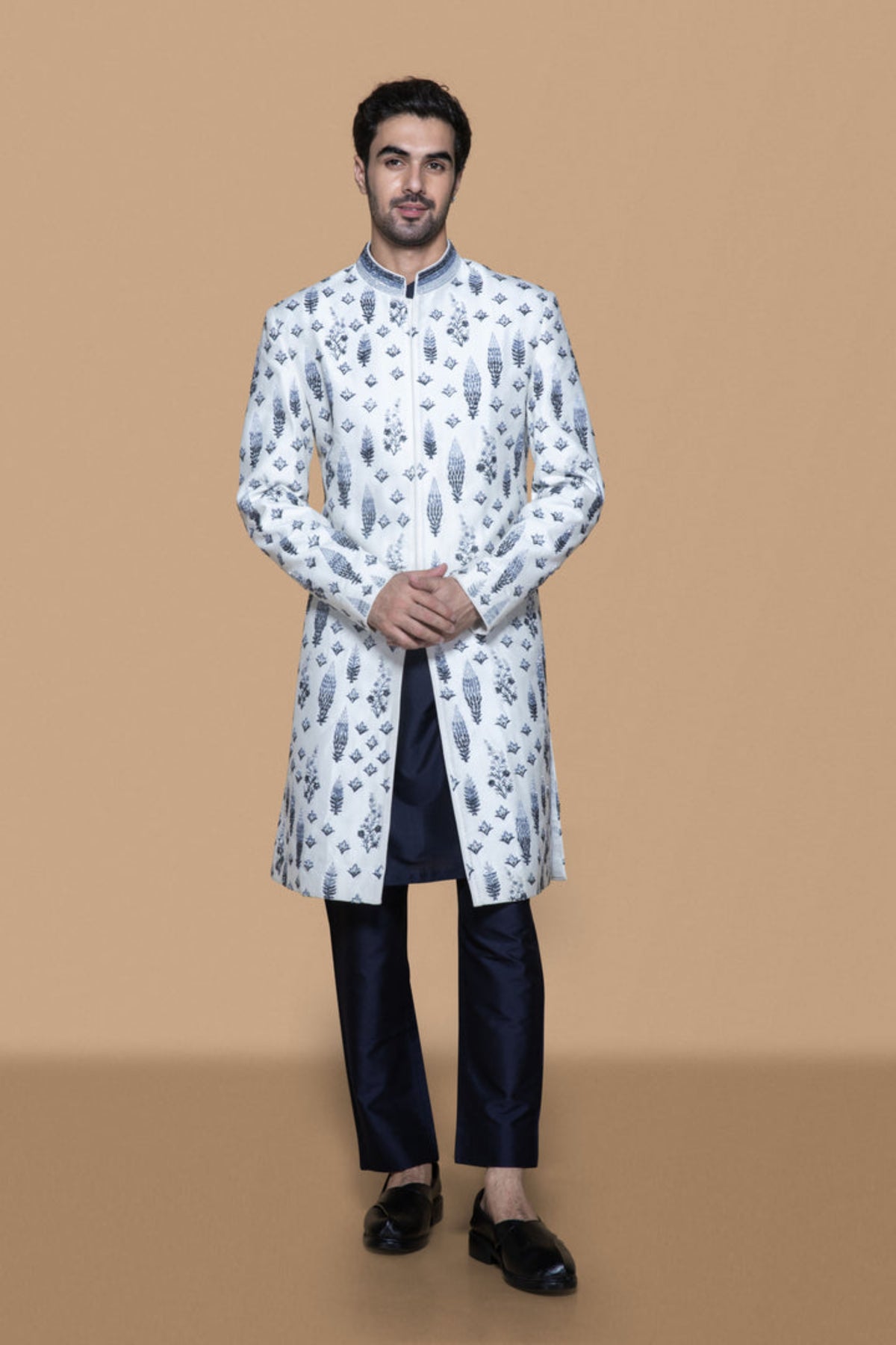 Gradation Ivory-Blue Sherwani Set