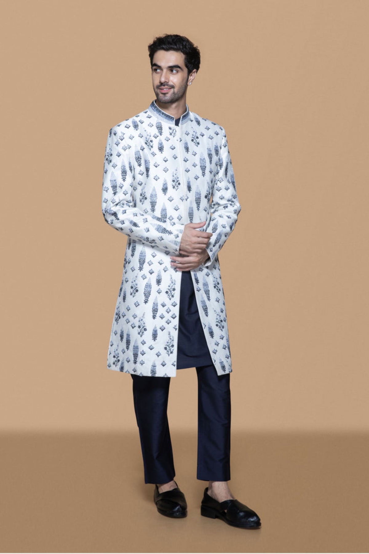 Gradation Ivory-Blue Sherwani Set