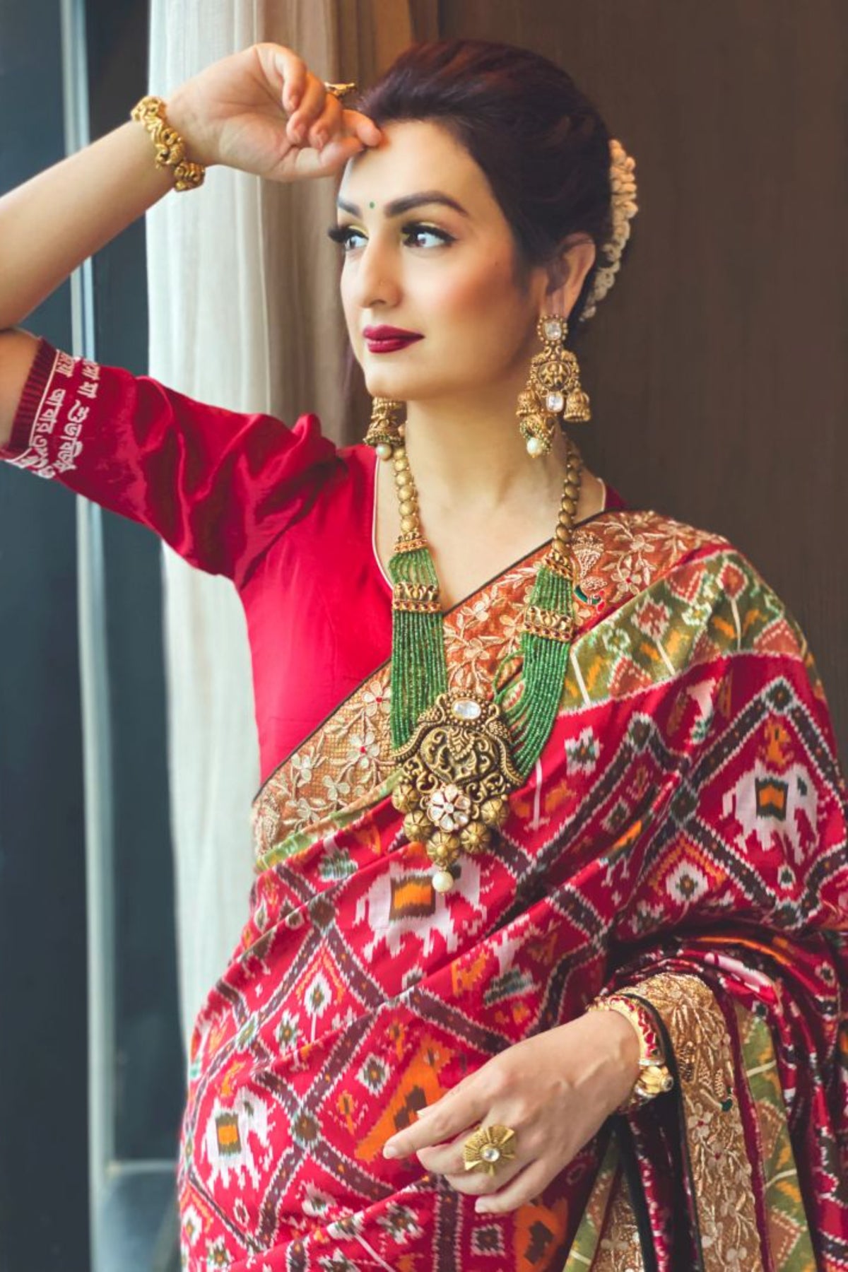 The Akriti Kakkar Red Pochampalli Ikkat Saree