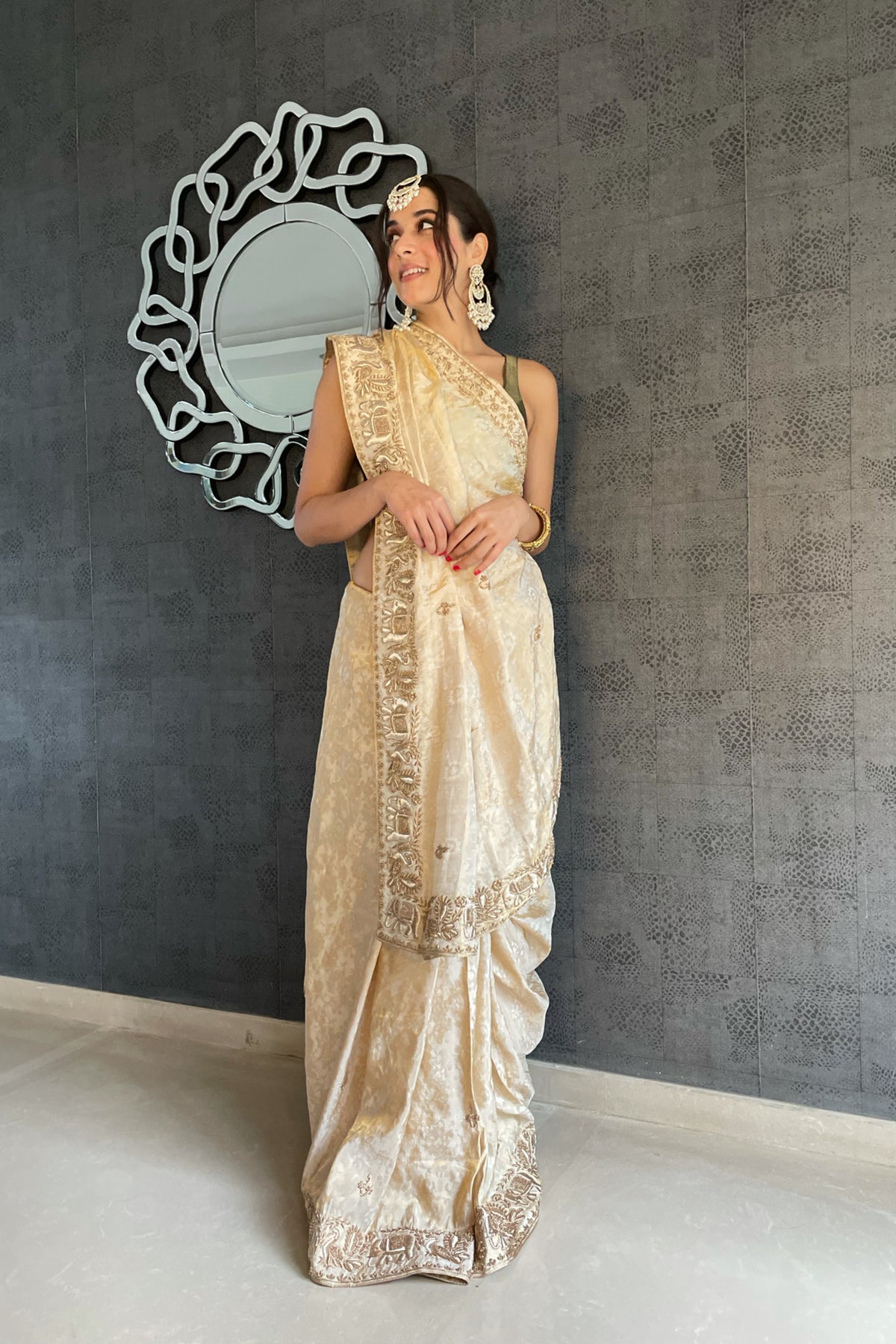 Off White Tissue Silk Saree