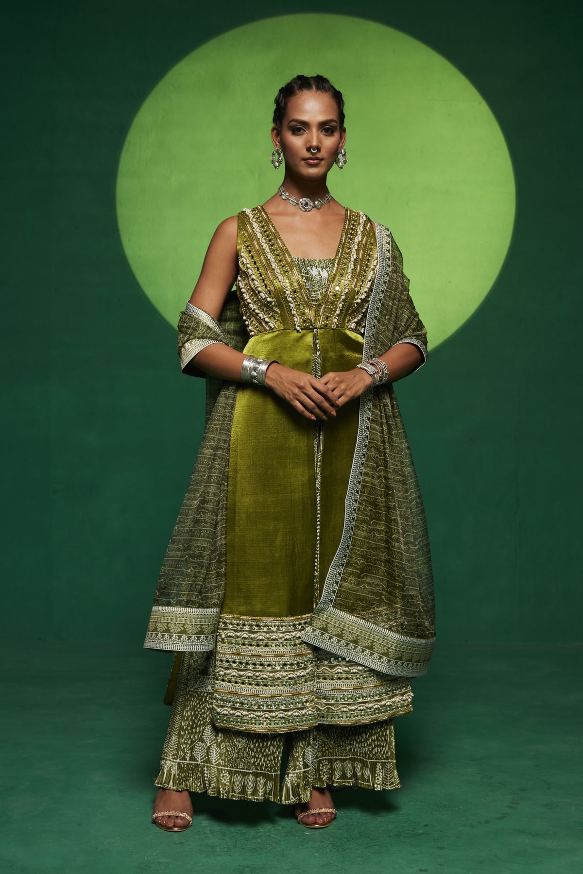 Jumpsuit Paired With Shrug And Dupatta