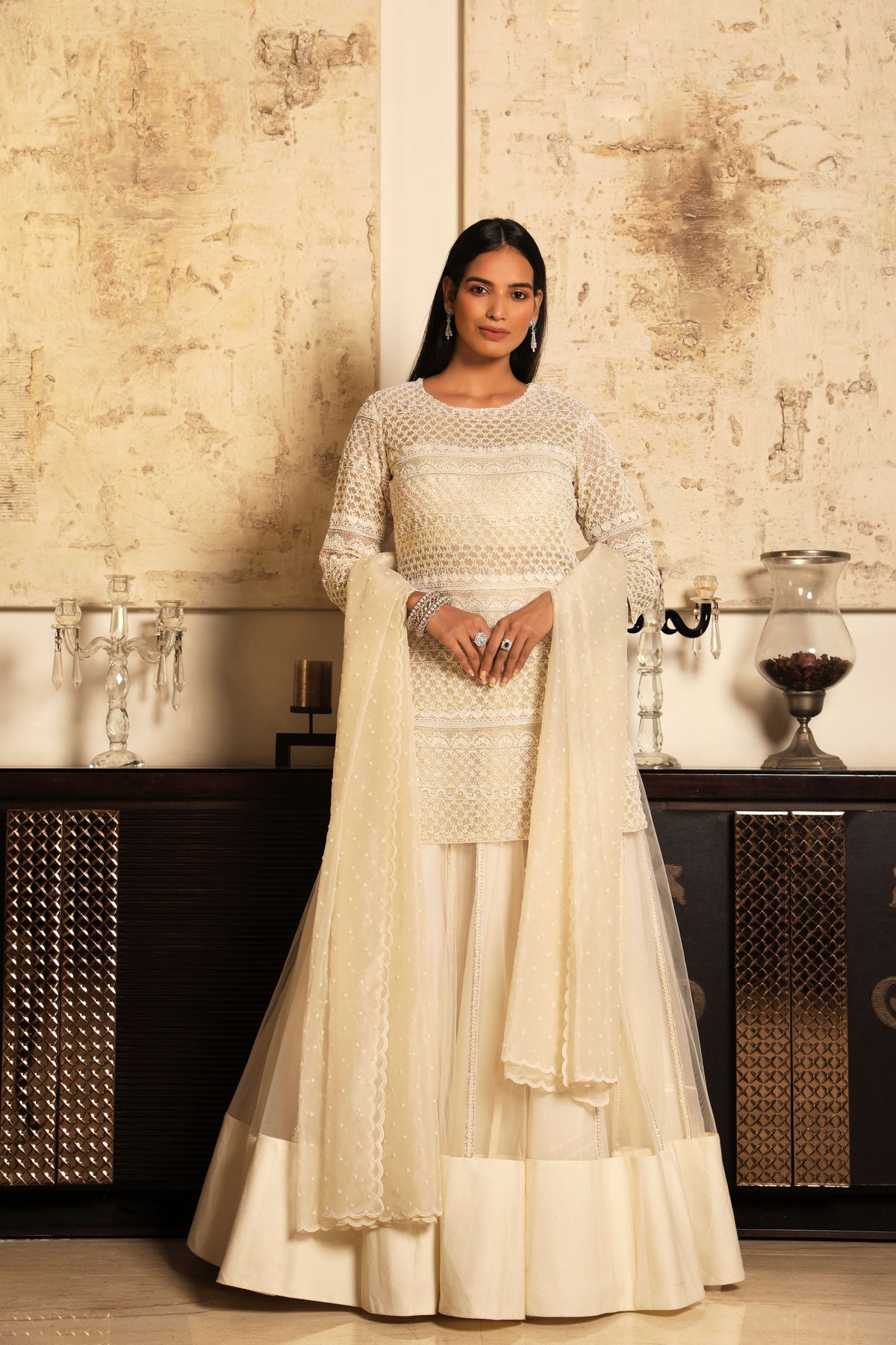 Ivory embroidered kurta set