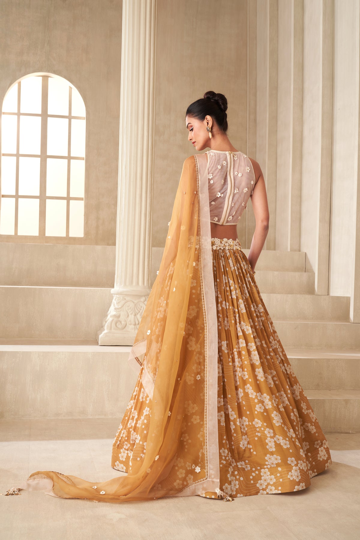 Gold Tissue Organza Lehenga Set