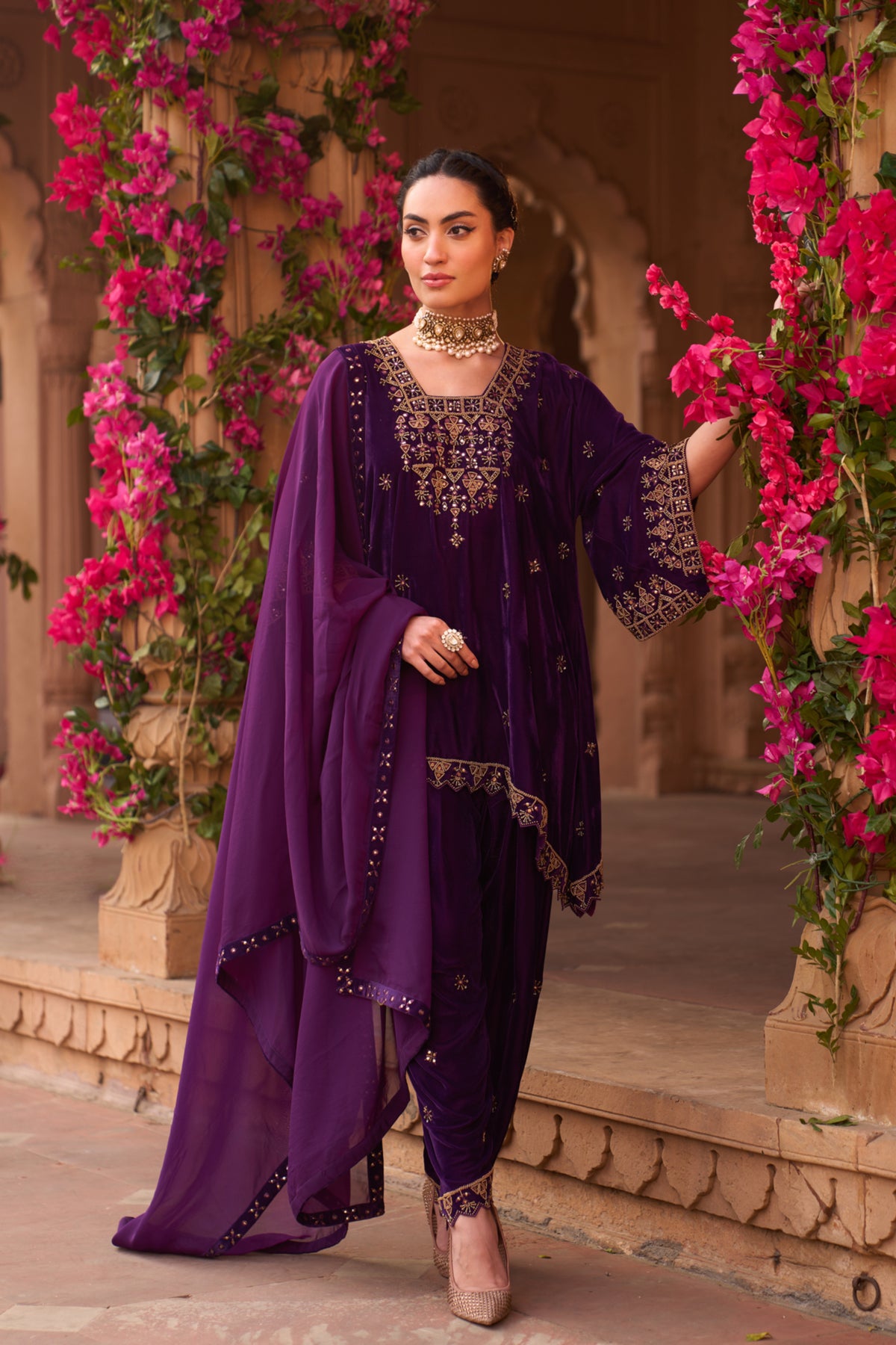 Jamun Makhmal Kaftan Set