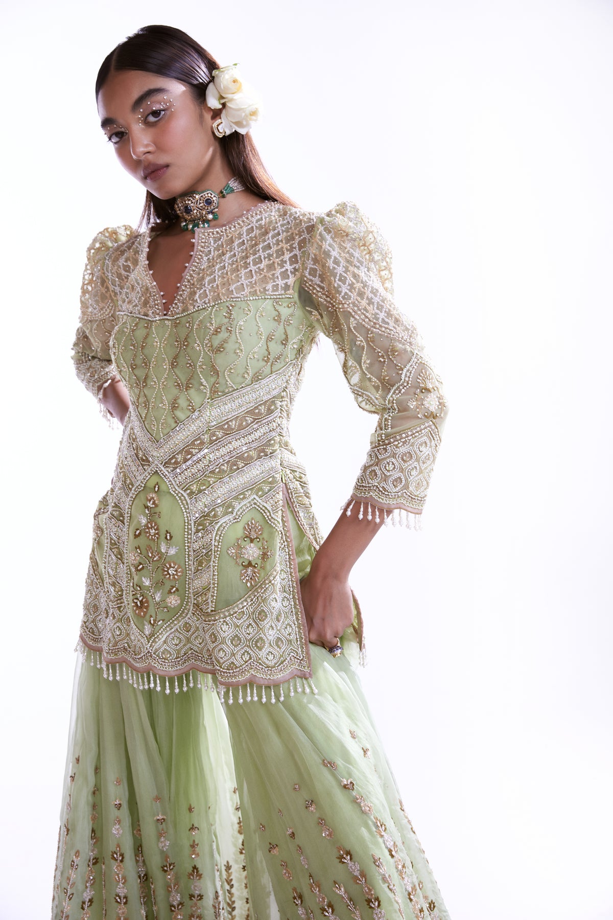 Green Sharara Set