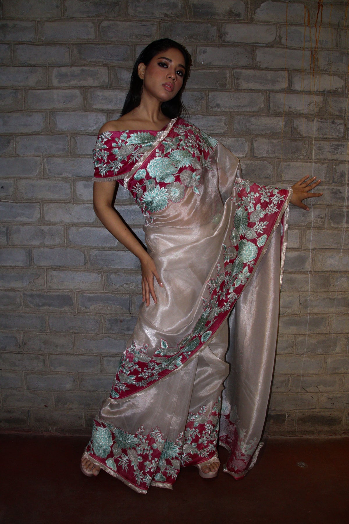 Silver Tissue Saree