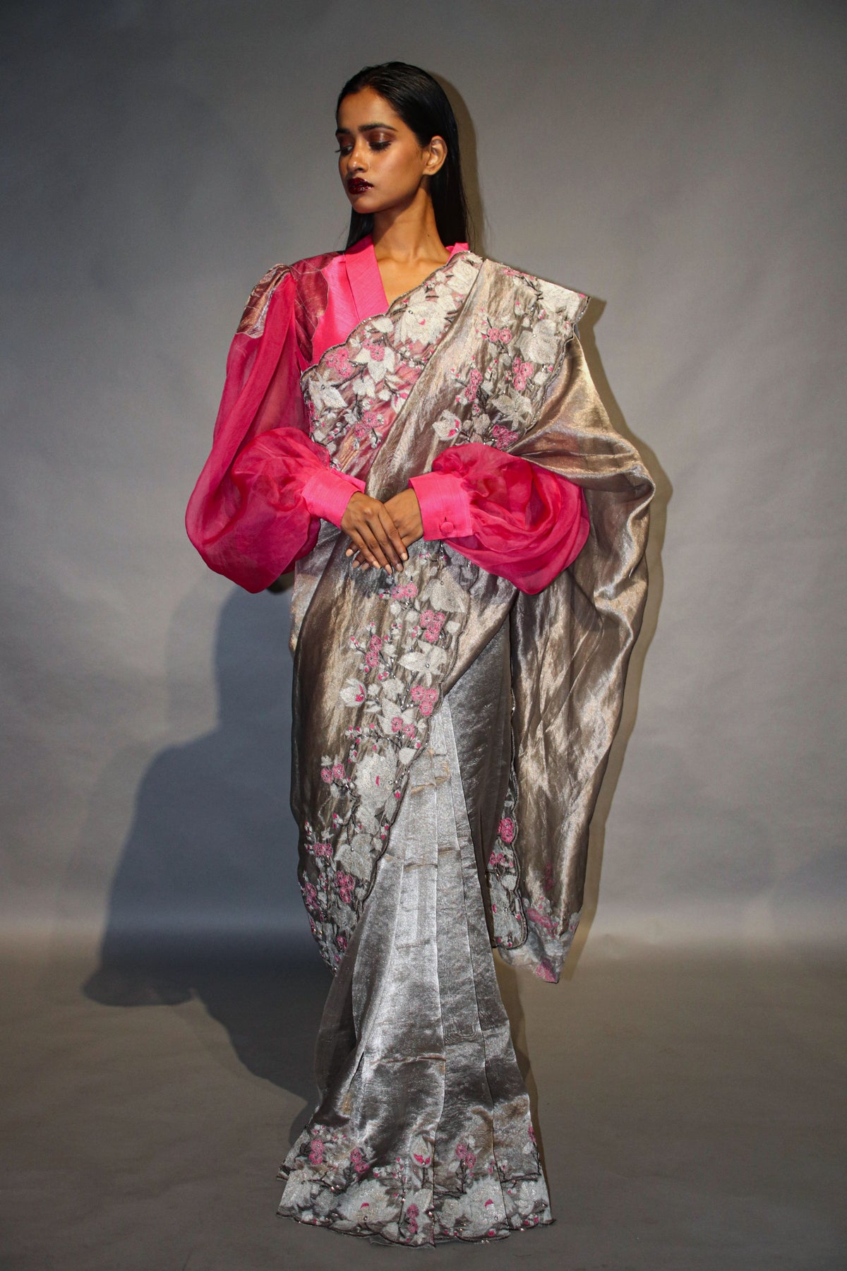 Grey Tissue Saree