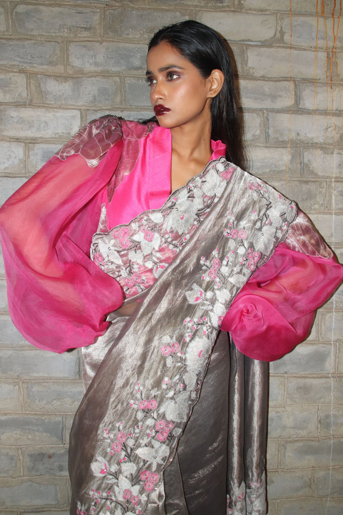 Grey Tissue Saree