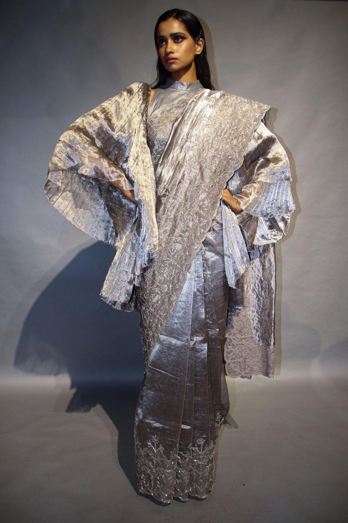 Silver Tissue Saree