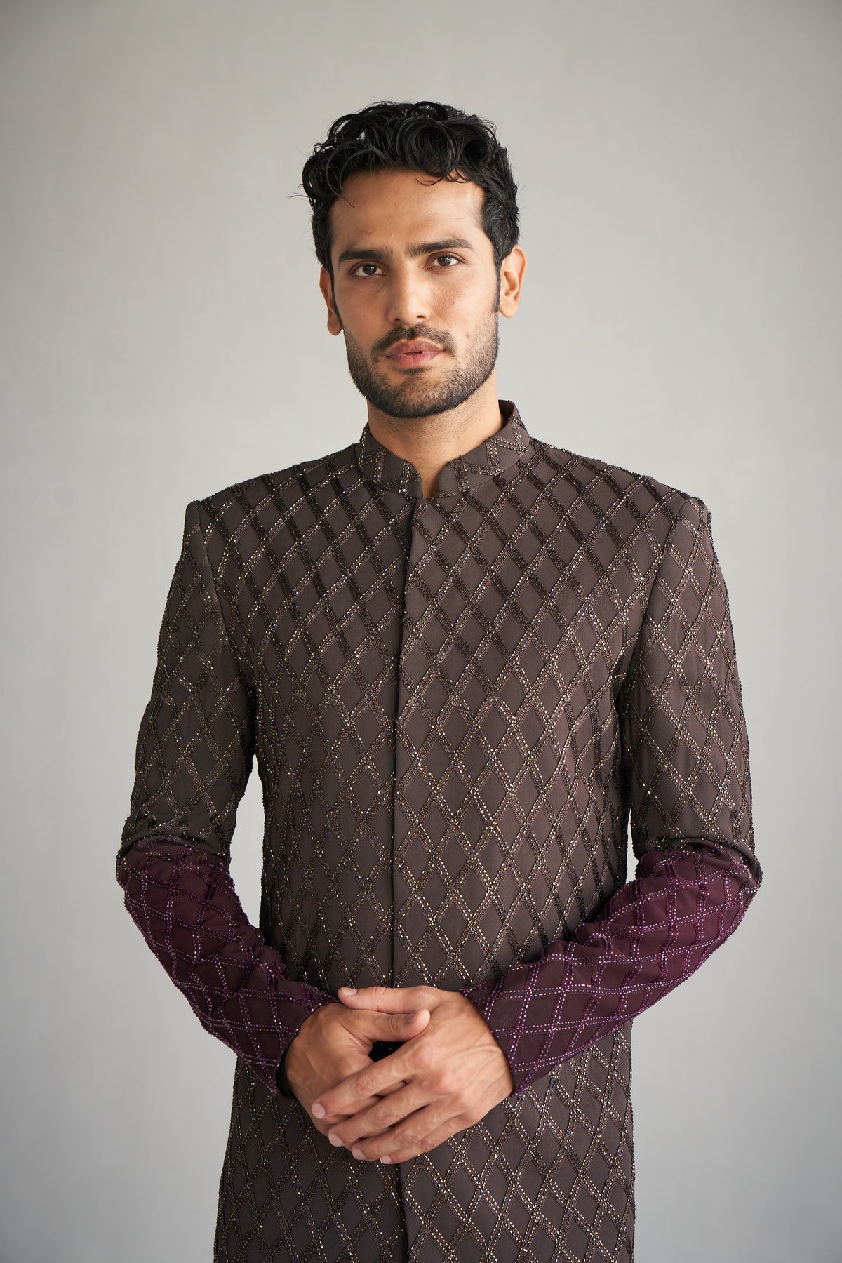 Wine Taupe Ombre  Sherwani