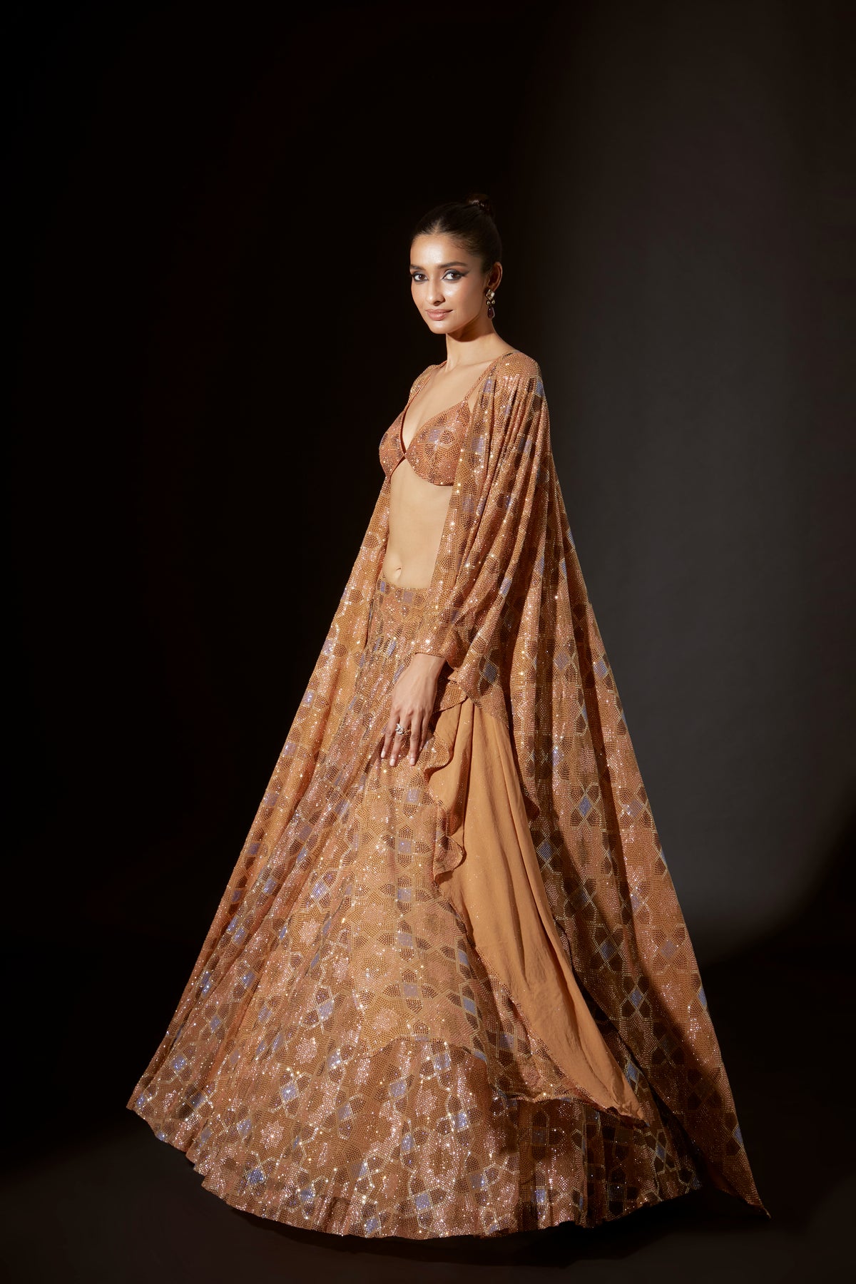 Peach Mosaic Melody Lehenga Set