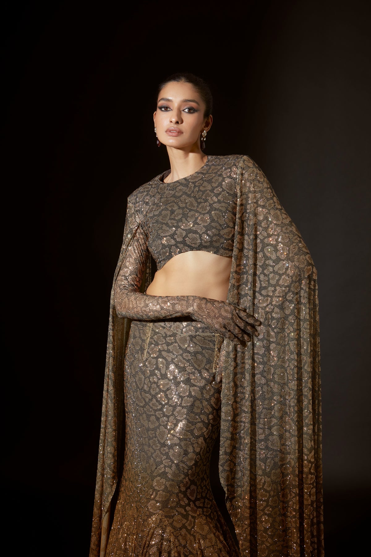 Brown Ombre Ombre Glam Lehenga Set