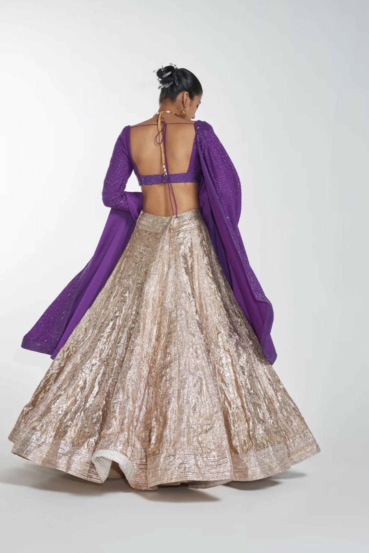 Gold And Purple Lehenga Set