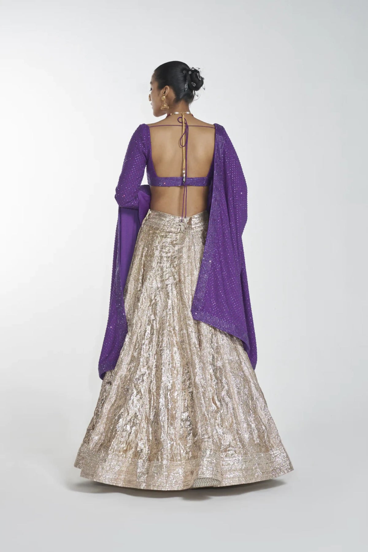 Gold And Purple Lehenga Set