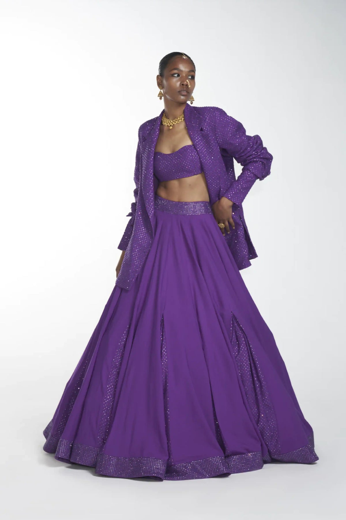 Crystal Purple Lehenga Set