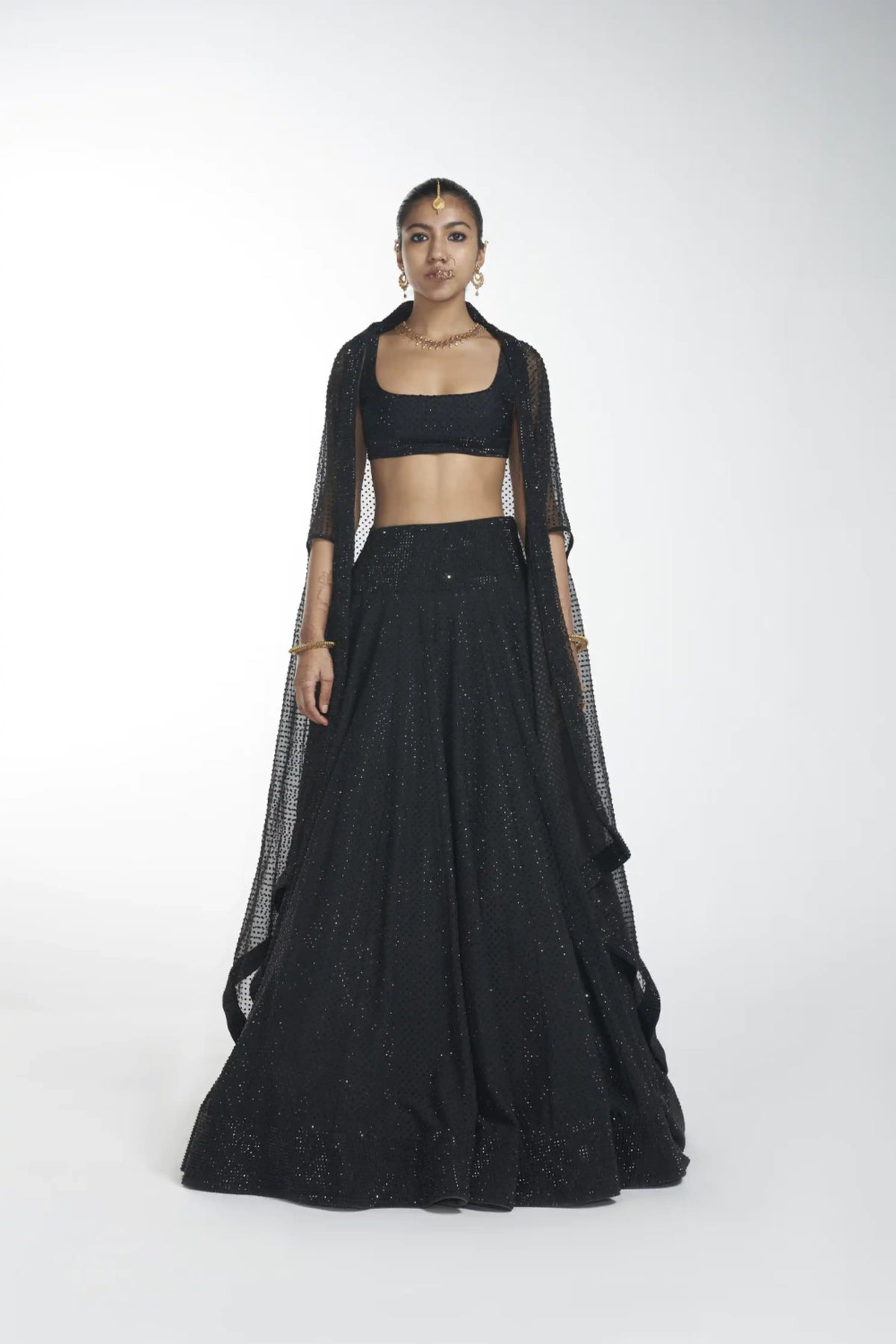 Crystal lehenga Black Lehenga Set