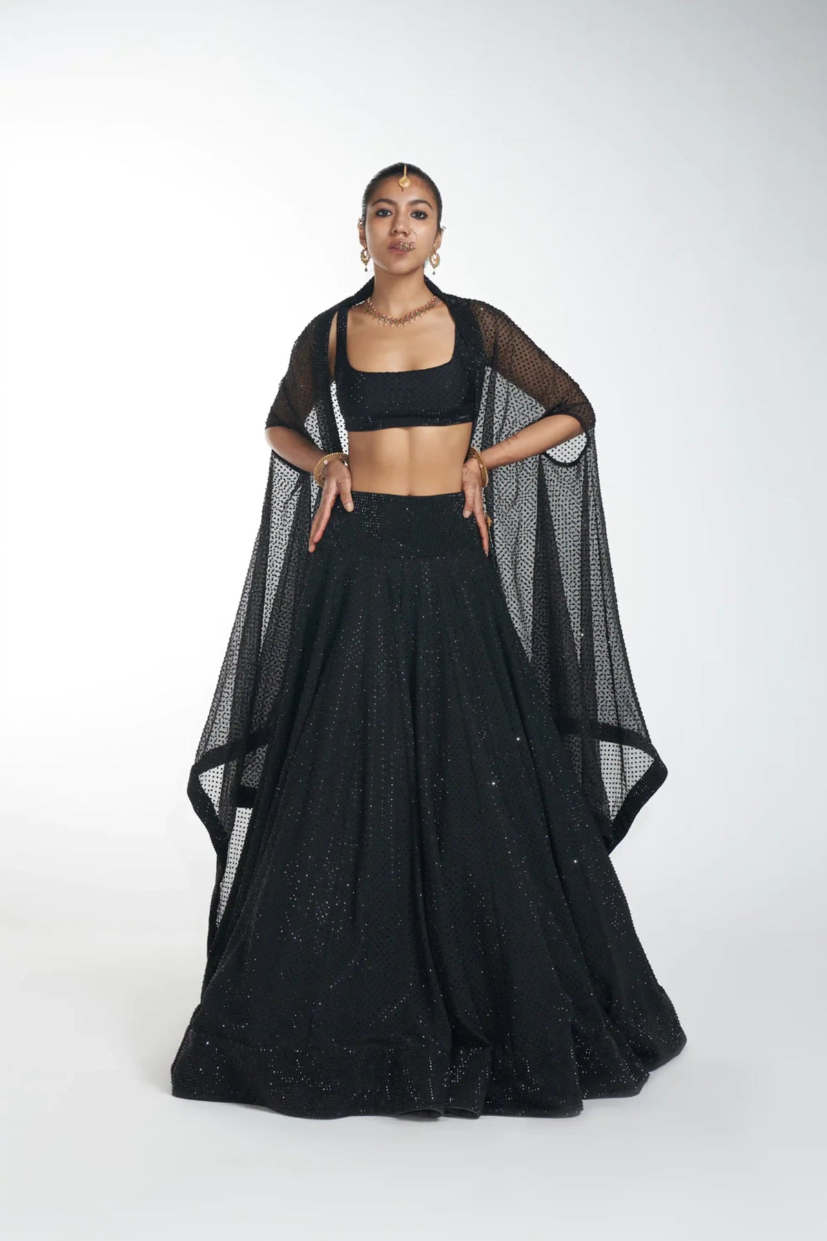 Crystal lehenga Black Lehenga Set