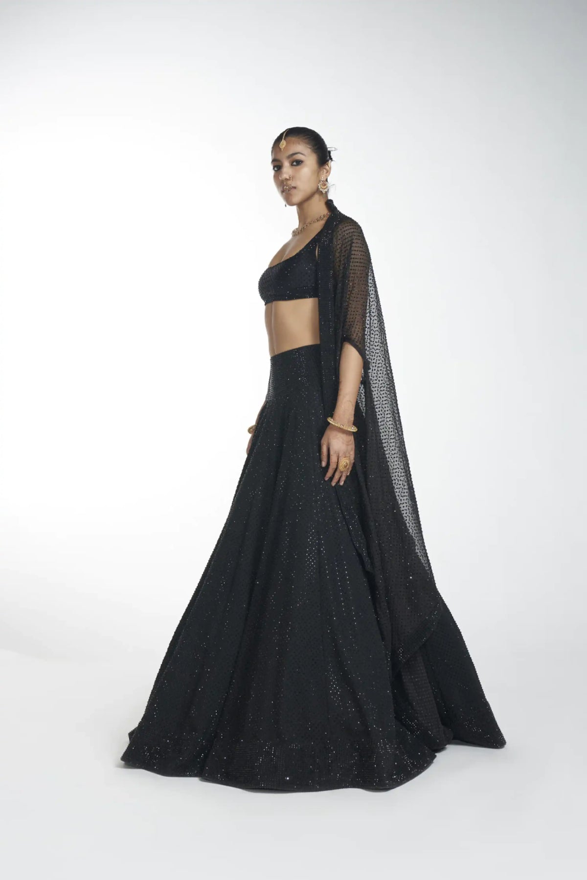 Crystal lehenga Black Lehenga Set