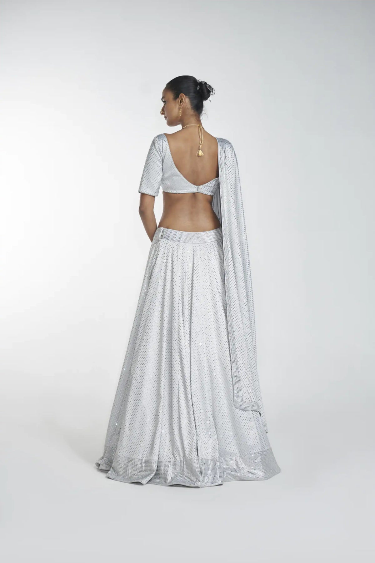 Silver lehenga and blouse with dupatta