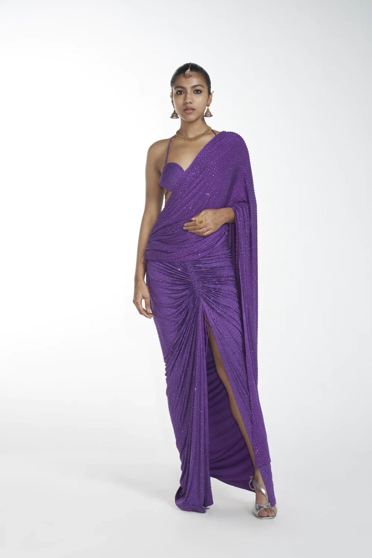 Purple Saree Set