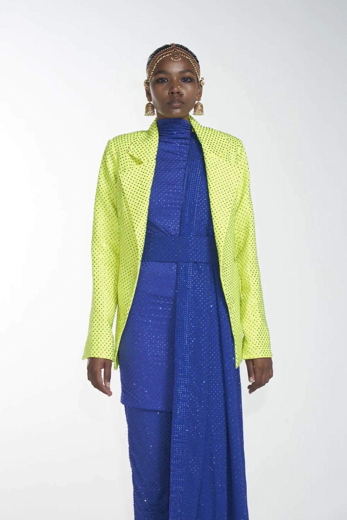 Crystal Neon and Blue Blazer Set