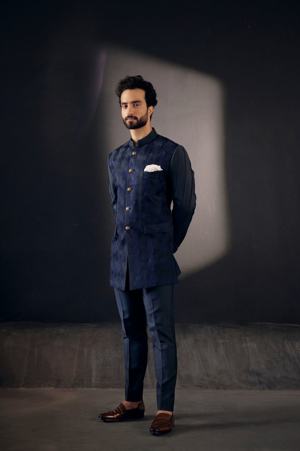 Midnight Blue Bandhgala Set