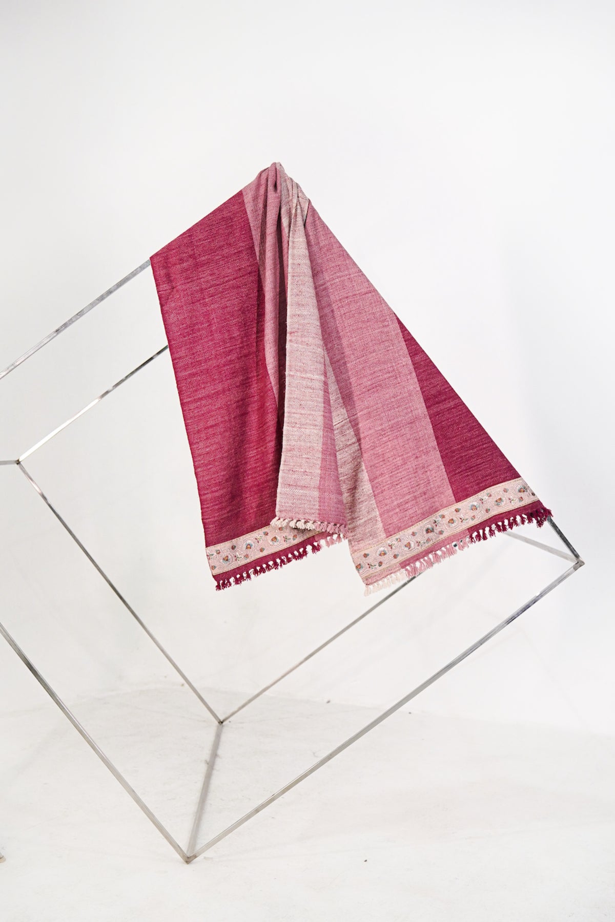 Pink Color Block Pashmina