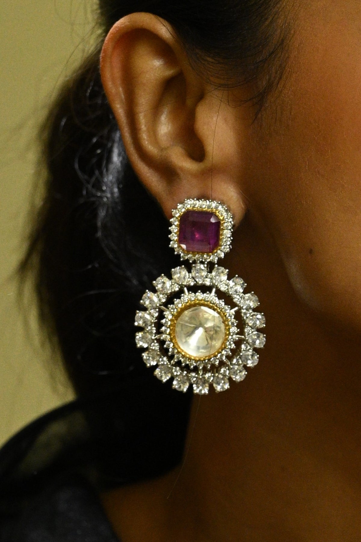 Intense Gold Polki Dangler Earrings