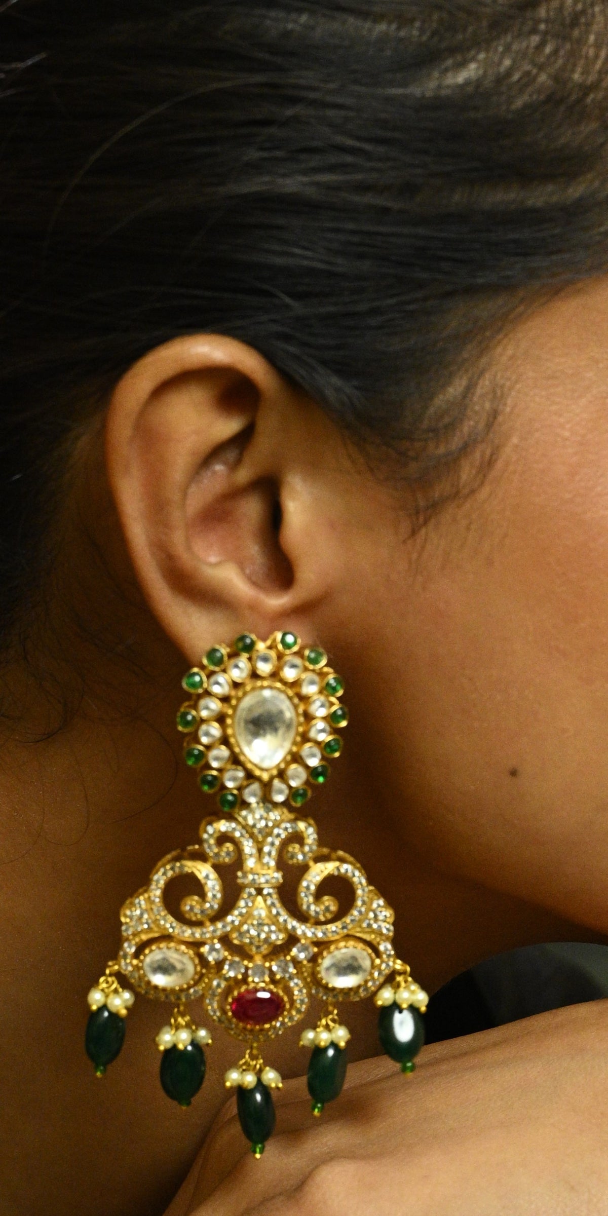 Kundan Polki Dangler Earrings