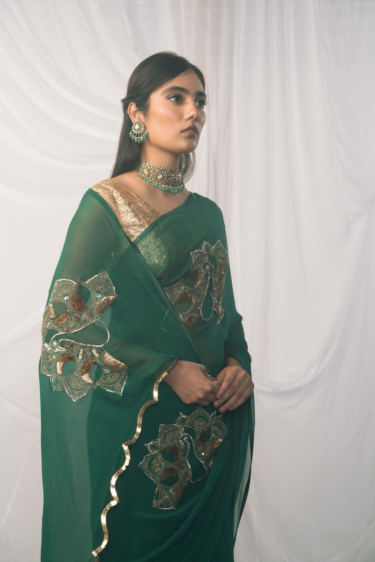 Molten Gold Peacock Saree