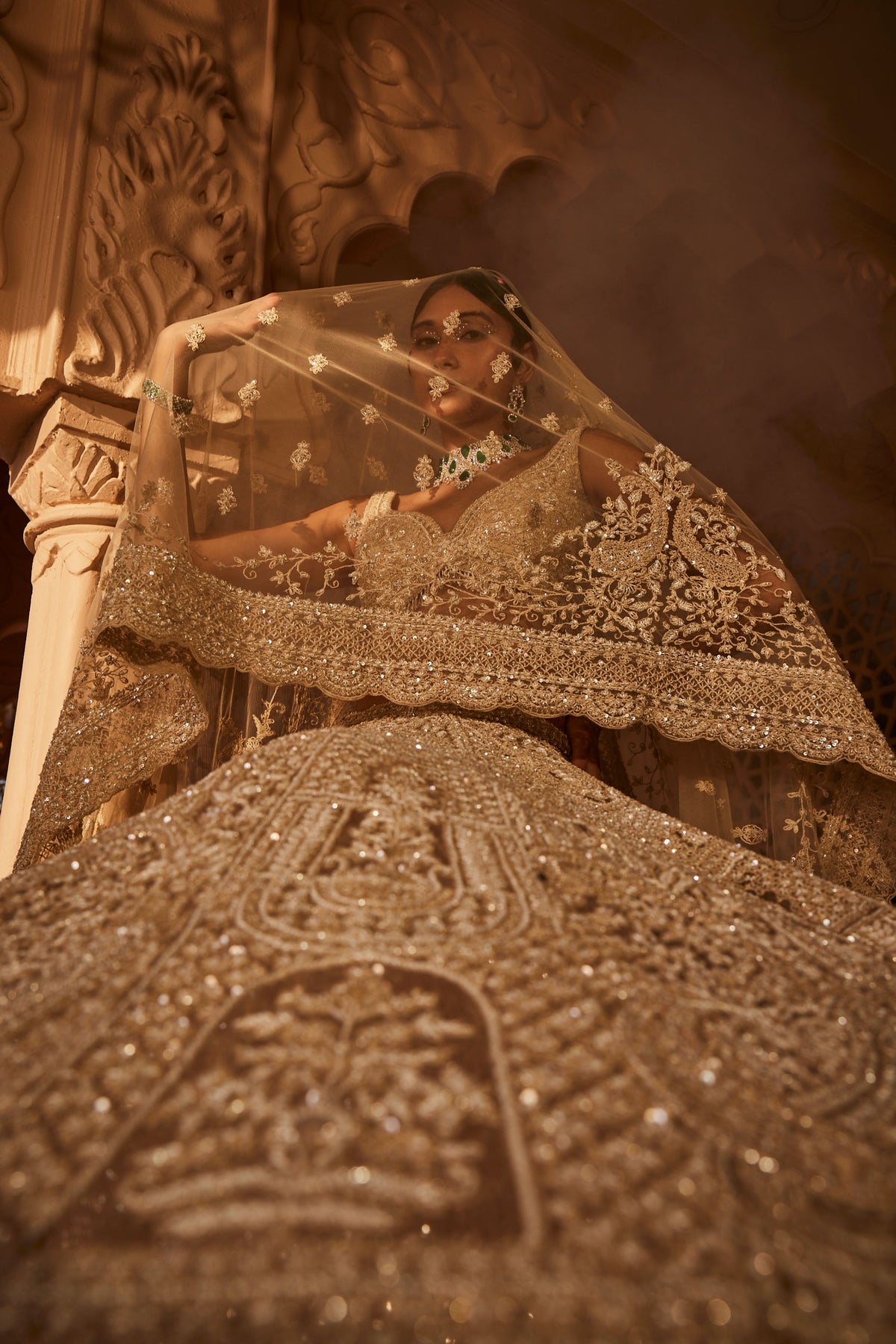 Ivory Heavily Embroidered Lehenga