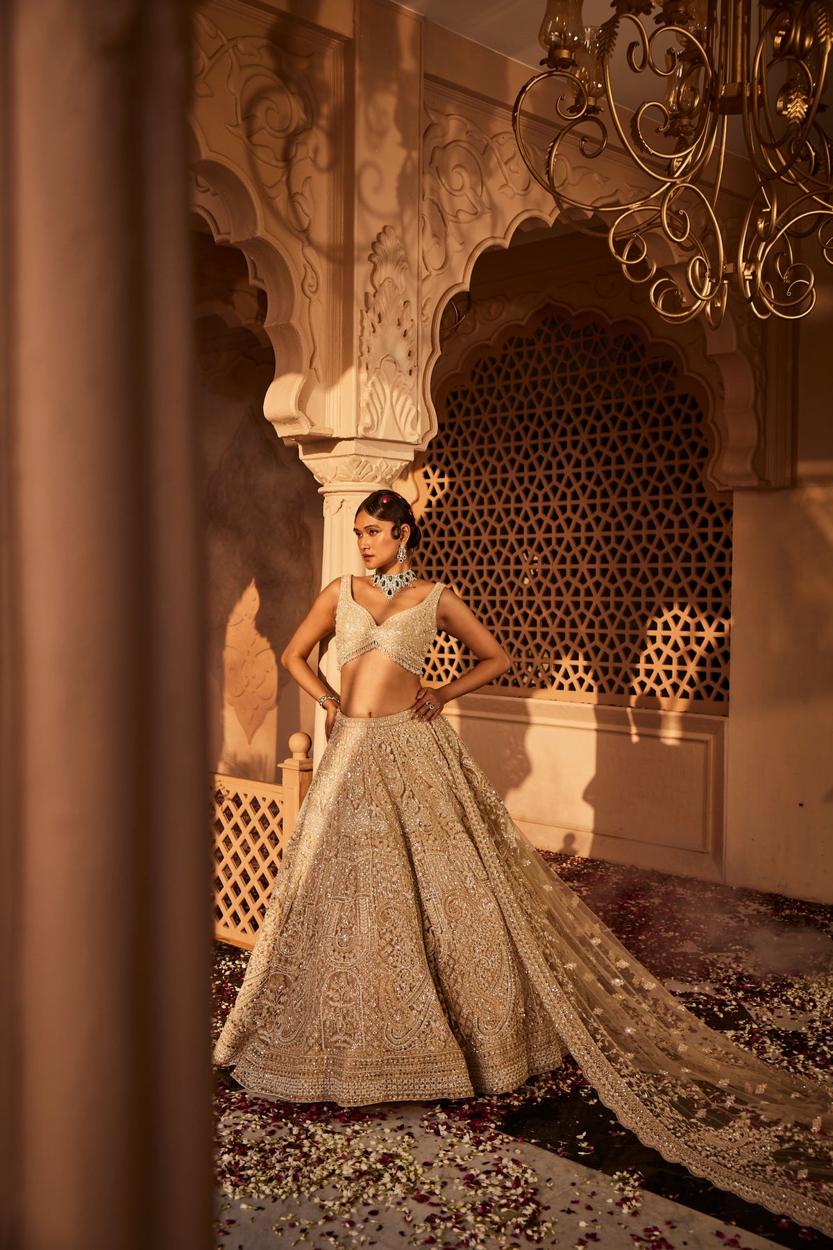 Ivory Heavily Embroidered Lehenga