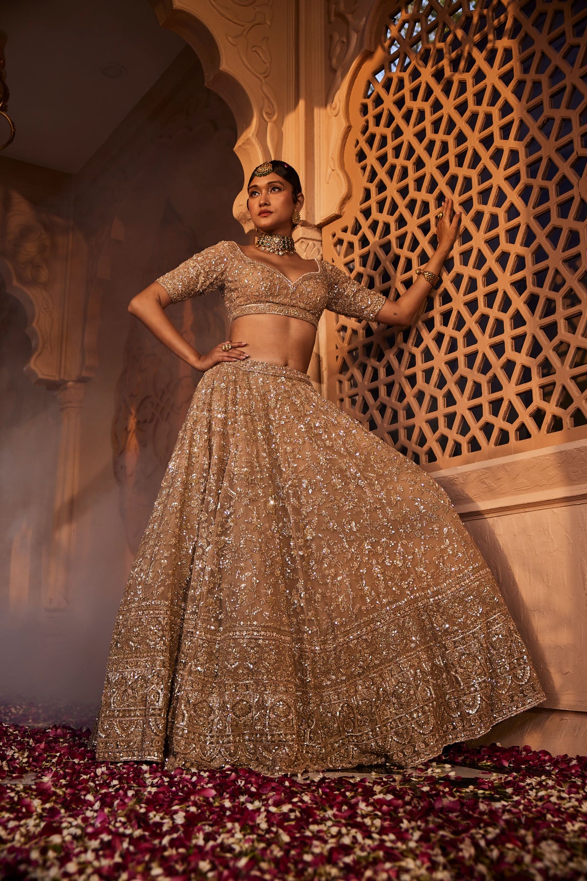 Gold Organza Lehenga