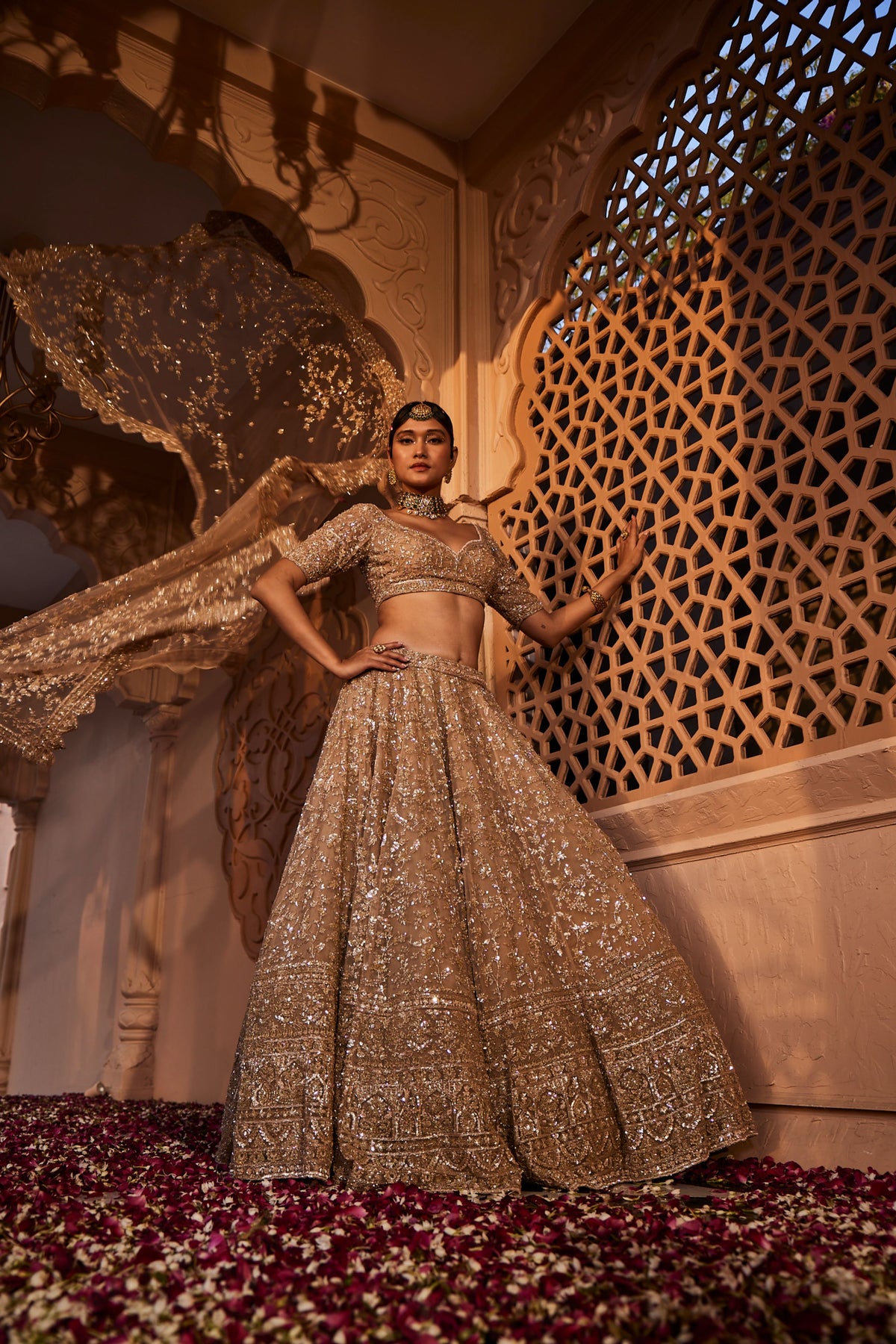 Gold Organza Lehenga