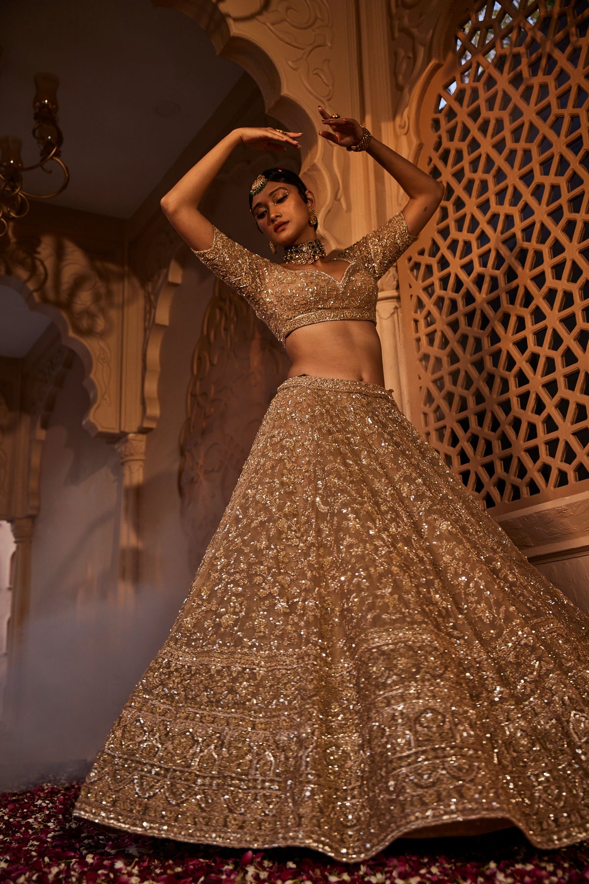 Gold Organza Lehenga