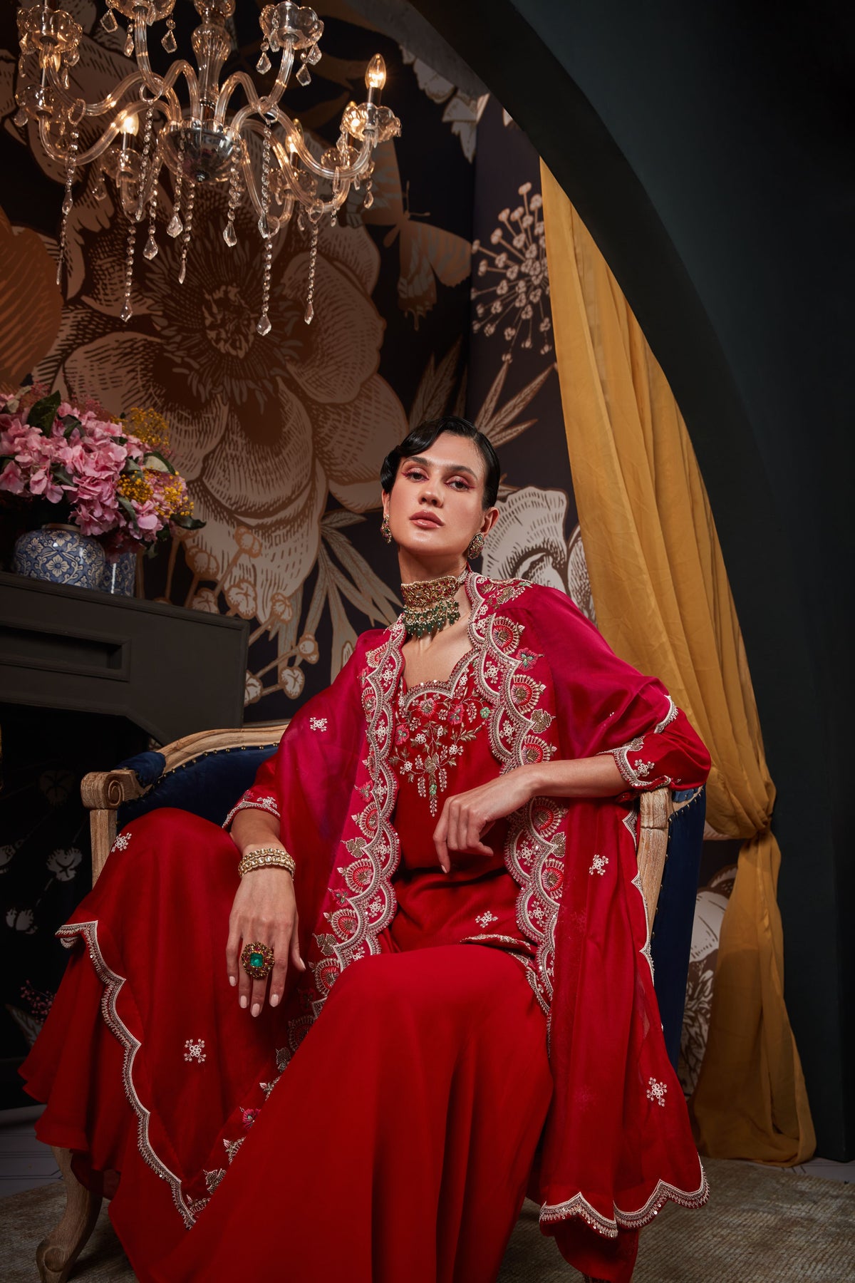 Red Sharara Set