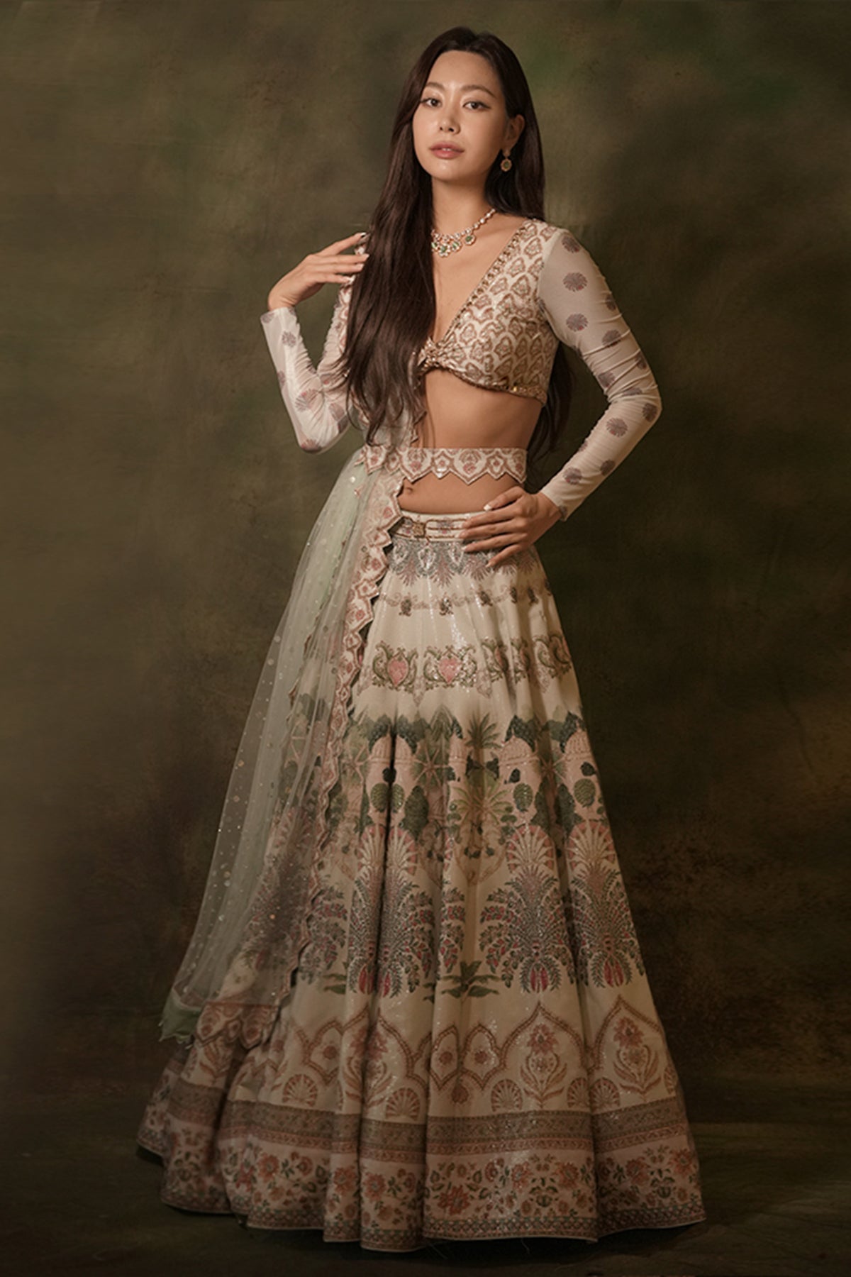 The Celadon Floral Lehenga Set