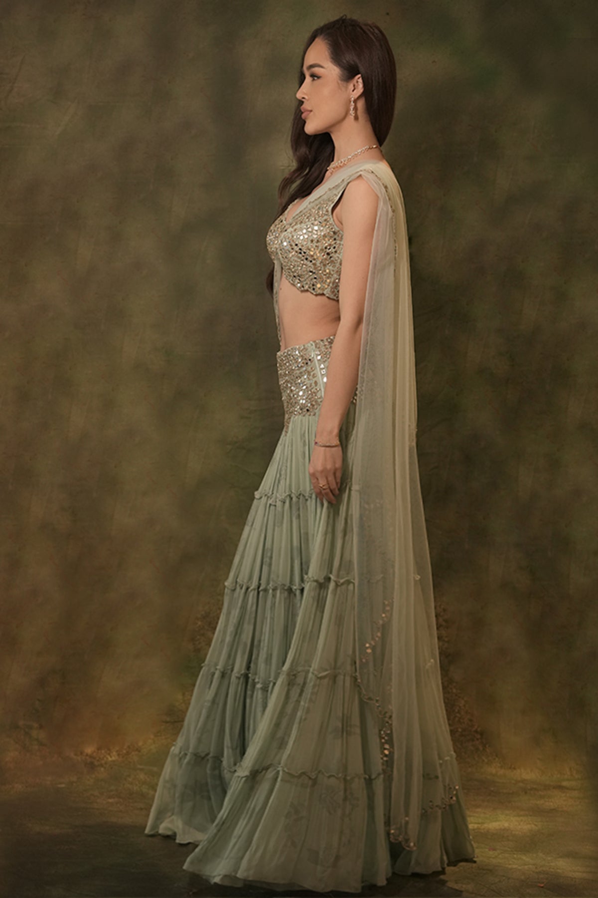 The Tiered Mirror Lehenga Set