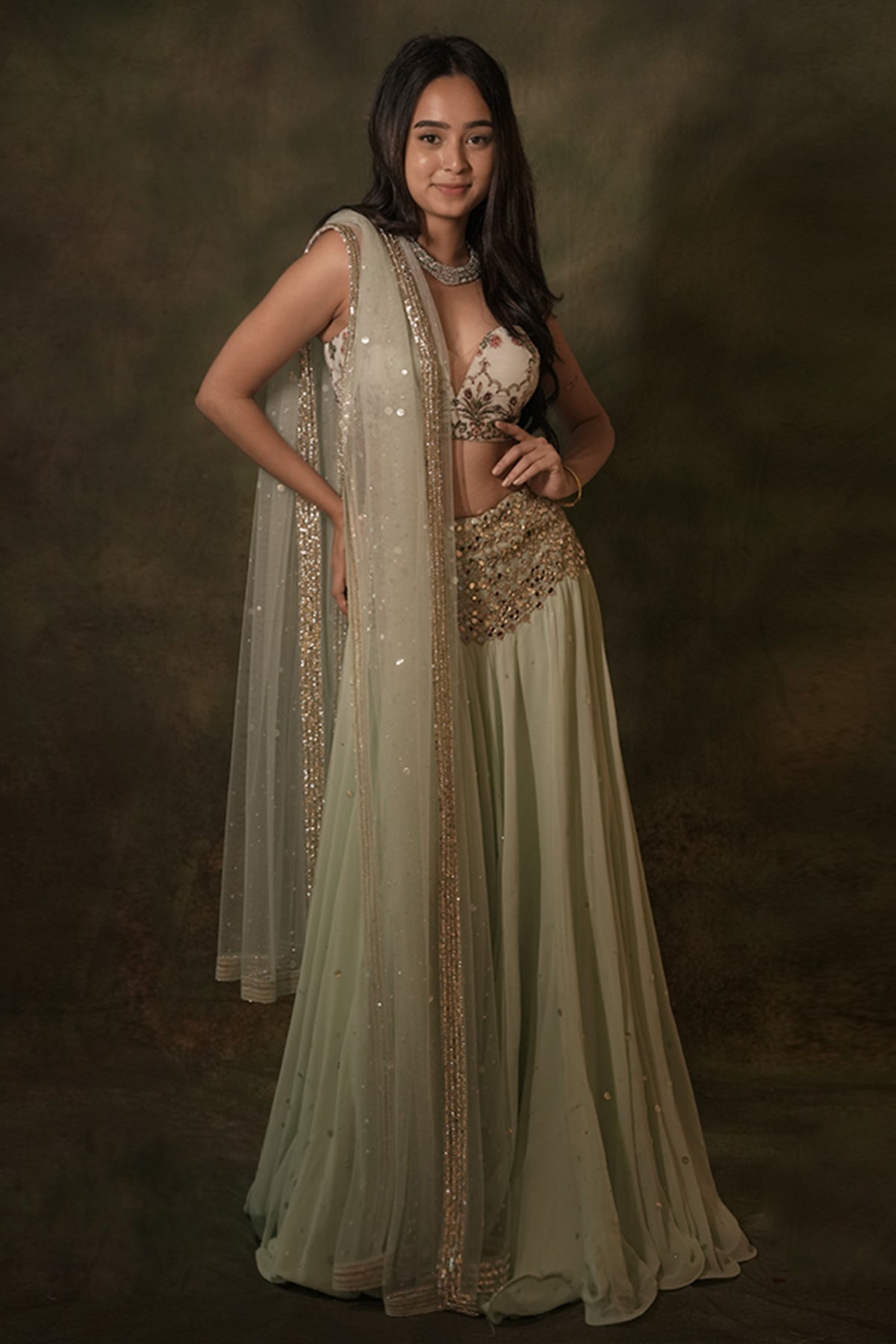 The Celadon Mirror Lehenga Set