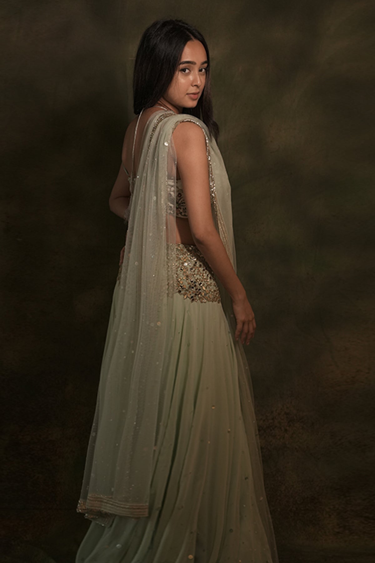 The Celadon Mirror Lehenga Set