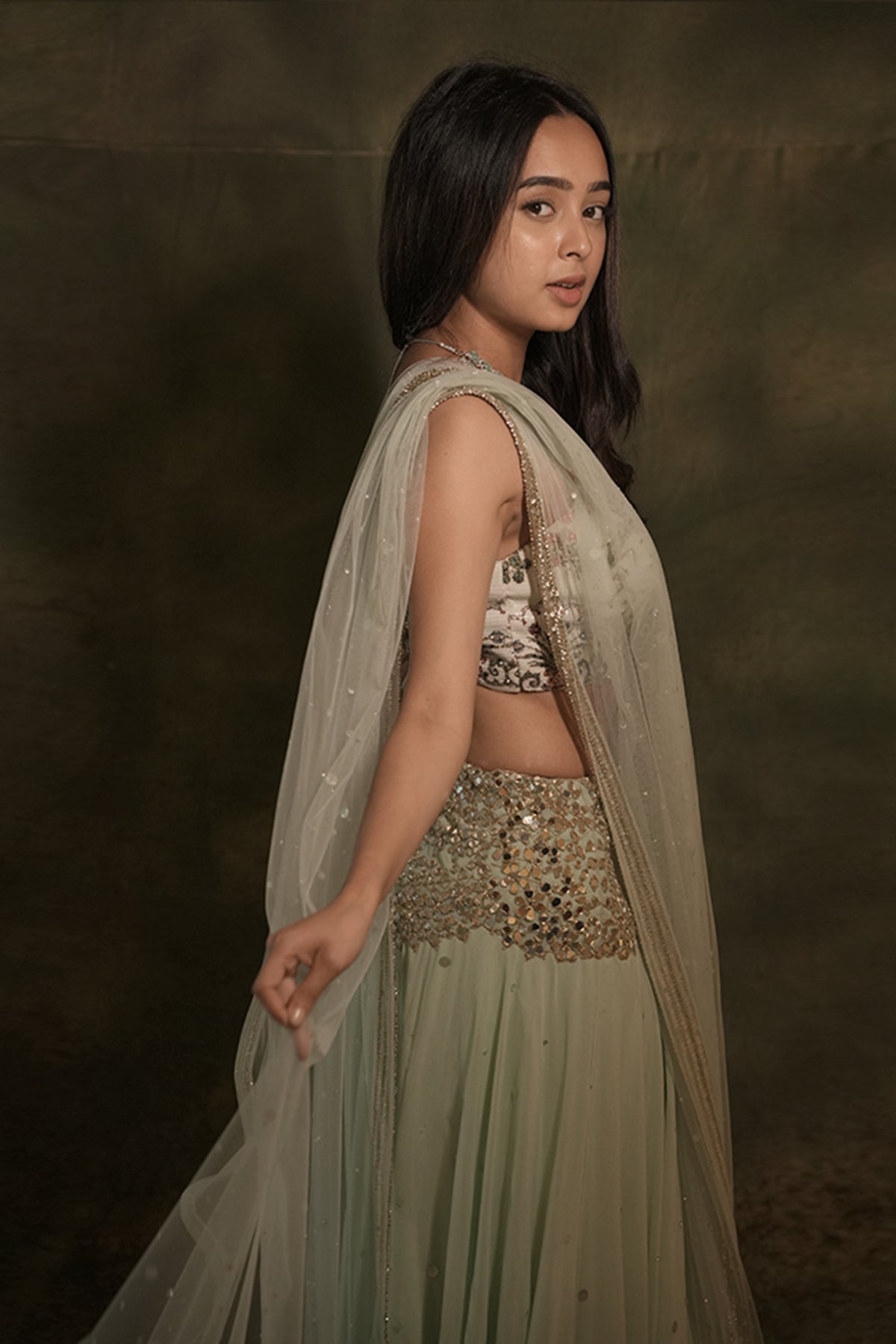 The Celadon Mirror Lehenga Set