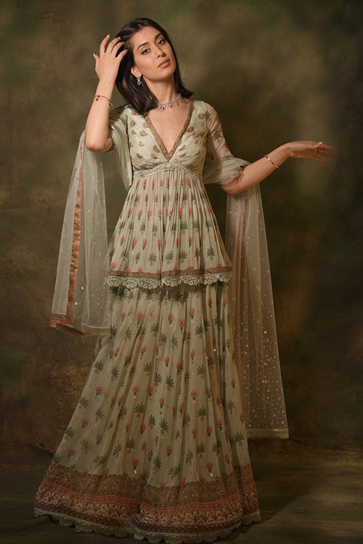 The Celadon Kurta Lehenga Set