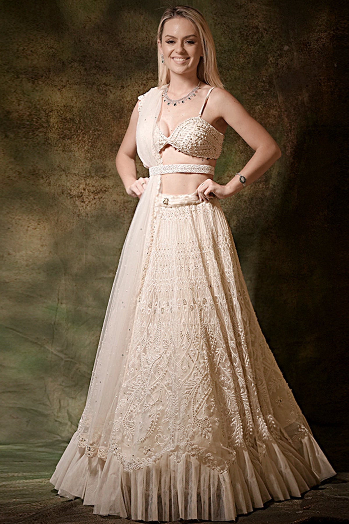 Pearl Lehenga Set With Belt