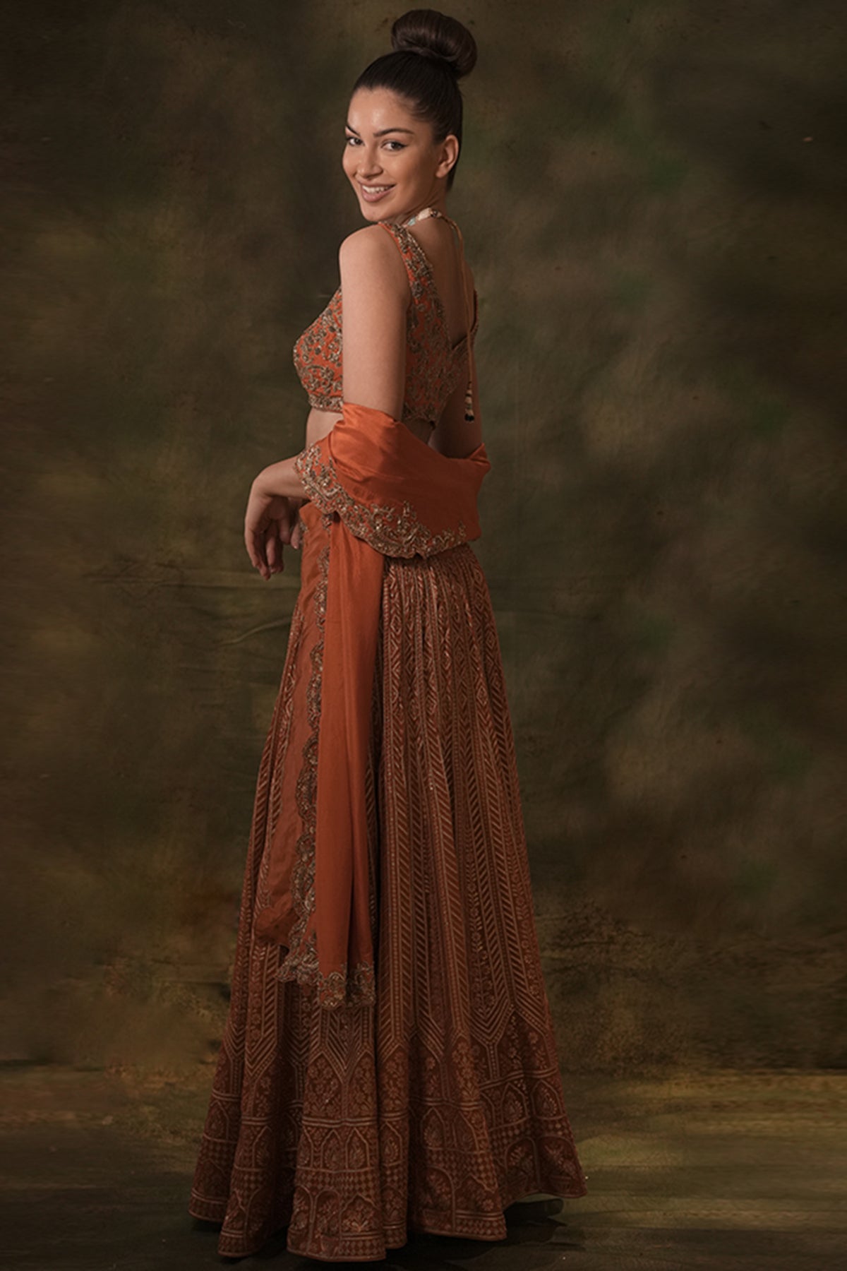 The Rust Zardozi Lehenga Set